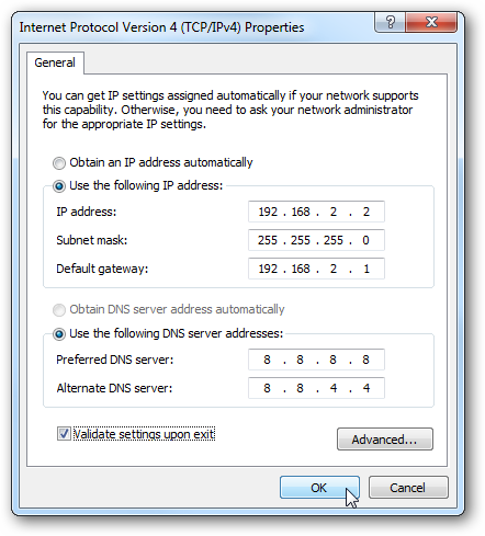 Preferred Dns Server Address Vista