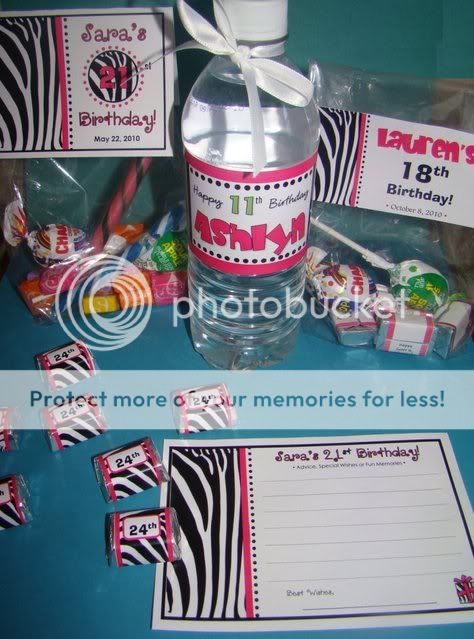 60 Fun Zebra Print Birthday Party Candy Bar Wrapper