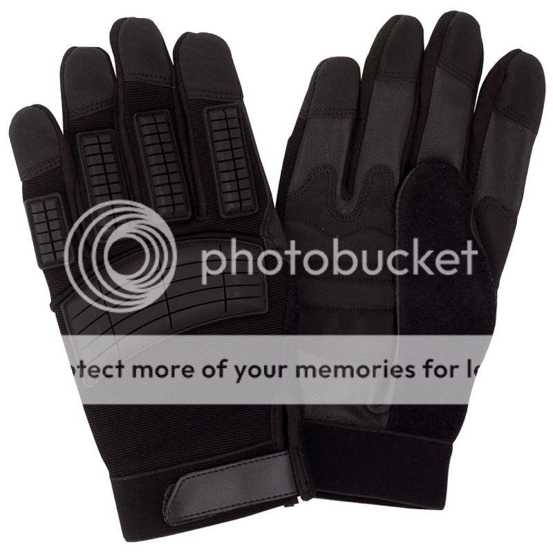 Mens Black Motorcycle Biker Full Finger Gloves w Leather Safety Grips