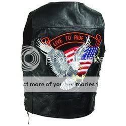 Mens Leather Motorcycle Biker Vest Waist Coat w/eagle Flag~M L XL 2X 