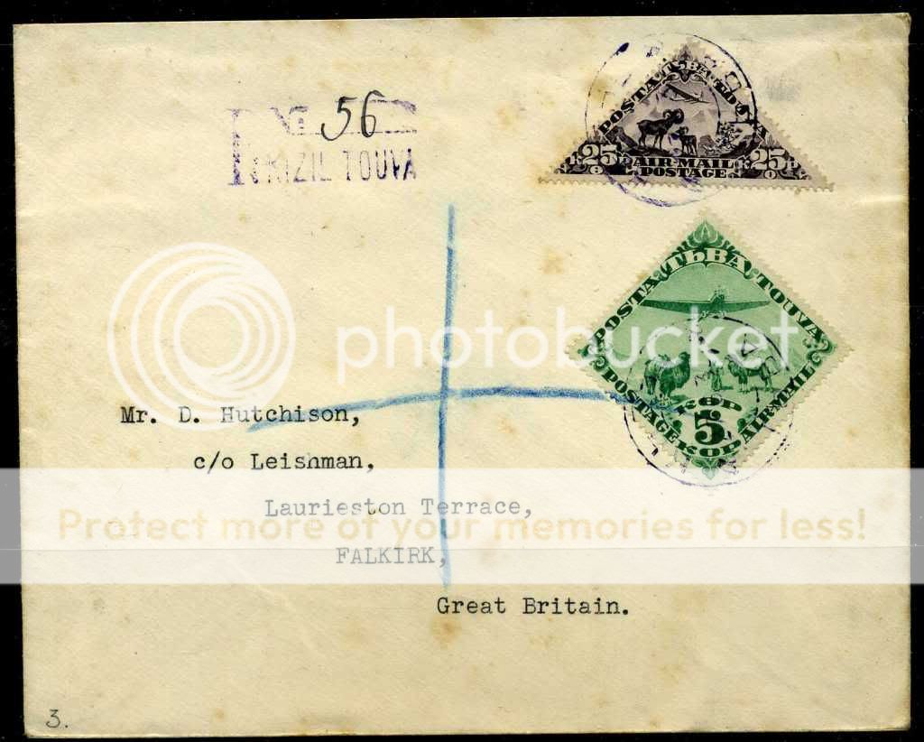 Tannu Tuva/Touva. Reg. letter Kizil England 5 27 1934.  